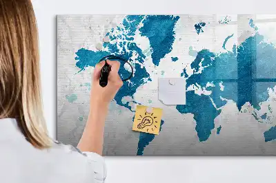 Mapa světa popisovatelná magnetická tabule