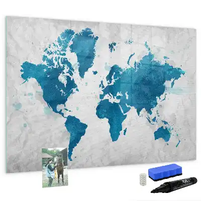 Mapa světa popisovatelná magnetická tabule
