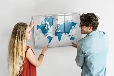 Mapa světa popisovatelná magnetická tabule