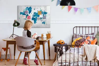 Mapa světa popisovatelná magnetická tabule