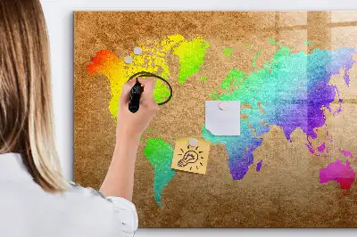 Magnetická kreslicí tabule v designu duhové mapy světa