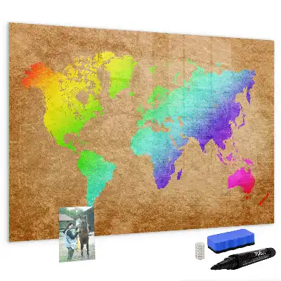 Magnetická kreslicí tabule v designu duhové mapy světa