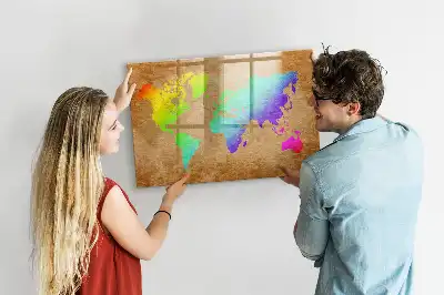 Magnetická kreslicí tabule v designu duhové mapy světa
