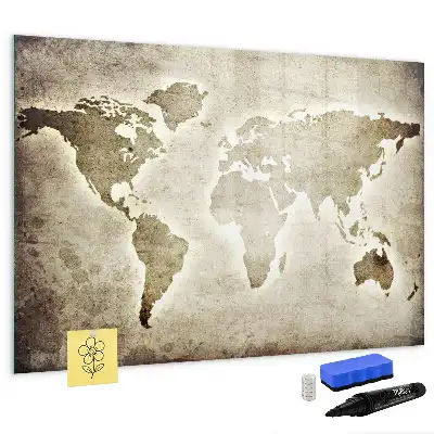 Mapa světa popisovatelná magnetická tabule