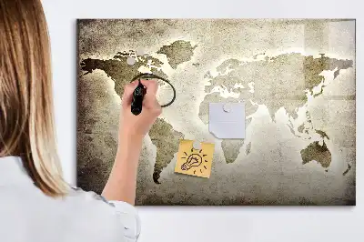 Mapa světa popisovatelná magnetická tabule