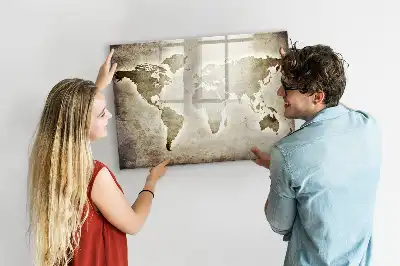 Mapa světa popisovatelná magnetická tabule