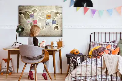 Mapa světa popisovatelná magnetická tabule