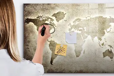 Mapa světa popisovatelná magnetická tabule