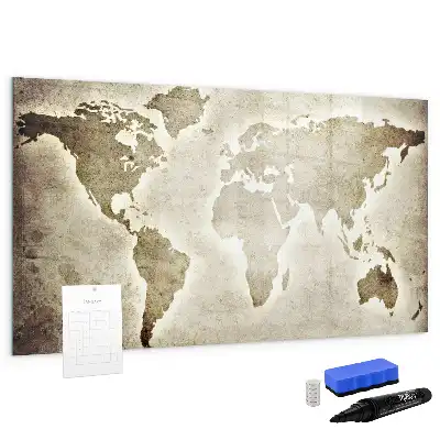 Mapa světa popisovatelná magnetická tabule