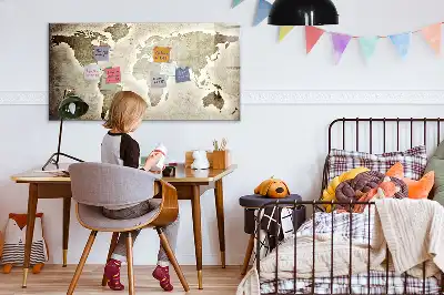 Mapa světa popisovatelná magnetická tabule