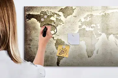 Mapa světa popisovatelná magnetická tabule