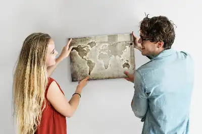 Mapa světa popisovatelná magnetická tabule