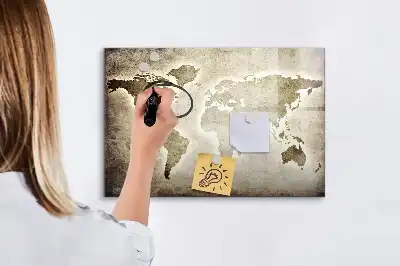 Mapa světa popisovatelná magnetická tabule