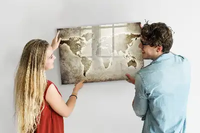 Mapa světa popisovatelná magnetická tabule