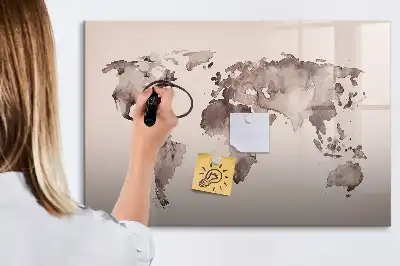Magnetická kreslící tabule s motivem akvarelové mapy světa