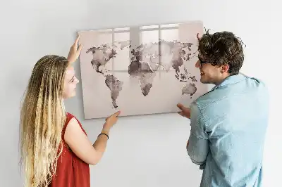 Magnetická kreslící tabule s motivem akvarelové mapy světa