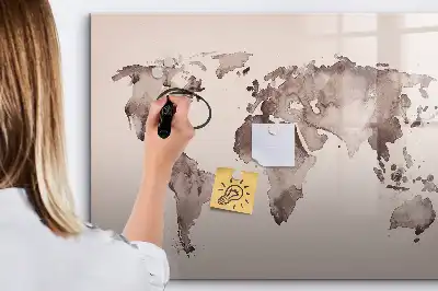 Magnetická kreslící tabule s motivem akvarelové mapy světa