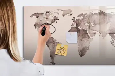 Magnetická kreslící tabule s motivem akvarelové mapy světa