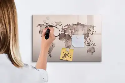Magnetická kreslící tabule s motivem akvarelové mapy světa