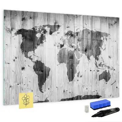 Mapa světa na dřevě popisovatelná magnetická tabule