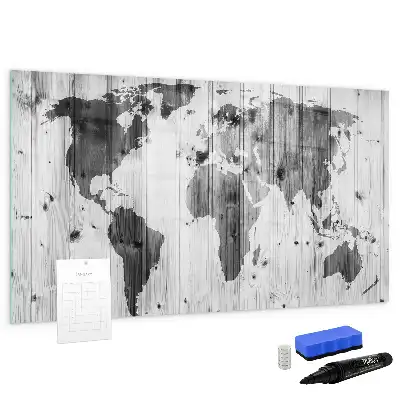 Mapa světa na dřevě popisovatelná magnetická tabule