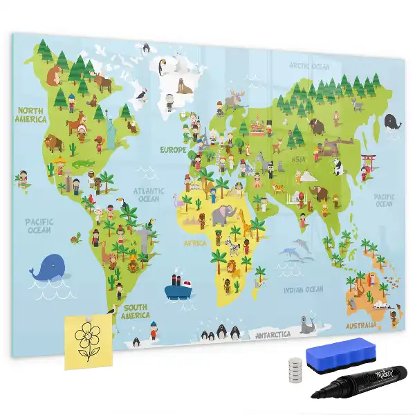 Kulturní mapa světa popisovatelná magnetická tabule