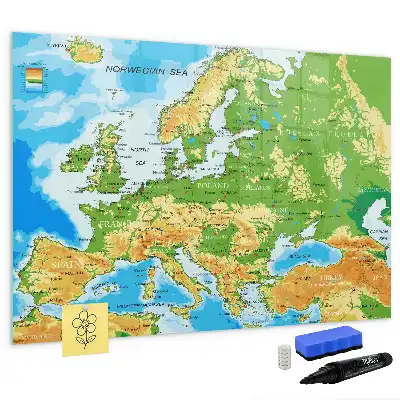 Geografická mapa světa popisovatelná magnetická tabule