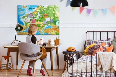 Geografická mapa světa popisovatelná magnetická tabule