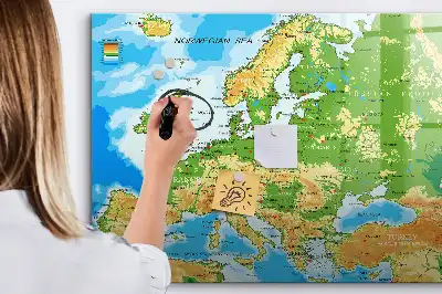 Geografická mapa světa popisovatelná magnetická tabule