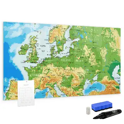 Geografická mapa světa popisovatelná magnetická tabule