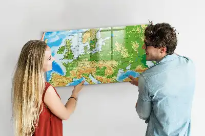 Geografická mapa světa popisovatelná magnetická tabule