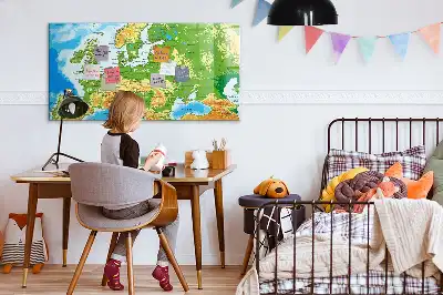 Geografická mapa světa popisovatelná magnetická tabule