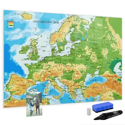 Geografická mapa světa popisovatelná magnetická tabule