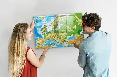Geografická mapa světa popisovatelná magnetická tabule