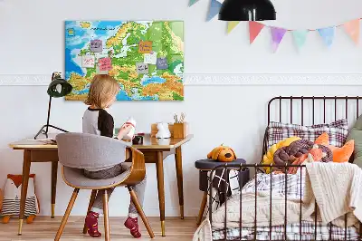 Geografická mapa světa popisovatelná magnetická tabule