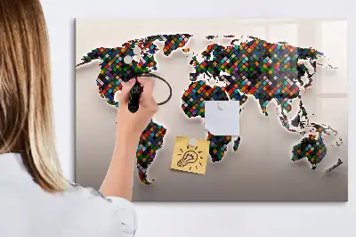 Magnetická tabule s popisovatelným povrchem abstraktní mapa světa