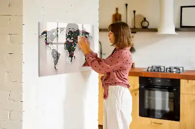 Magnetická tabule s popisovatelným povrchem abstraktní mapa světa