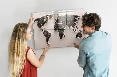 Magnetická tabule s popisovatelným povrchem abstraktní mapa světa
