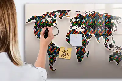 Magnetická tabule s popisovatelným povrchem abstraktní mapa světa