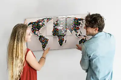 Magnetická tabule s popisovatelným povrchem abstraktní mapa světa