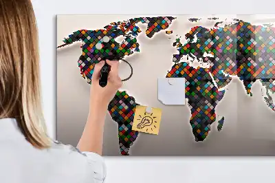 Magnetická tabule s popisovatelným povrchem abstraktní mapa světa
