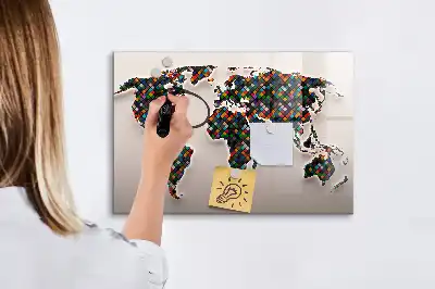 Magnetická tabule s popisovatelným povrchem abstraktní mapa světa