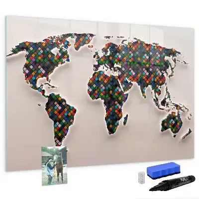 Magnetická tabule s popisovatelným povrchem abstraktní mapa světa