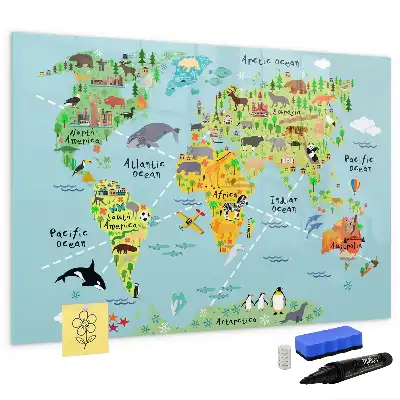 Magnetická kreslící tabule mapa světa se zvířaty