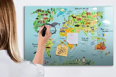 Magnetická kreslící tabule mapa světa se zvířaty