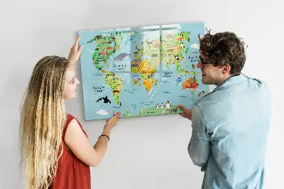 Magnetická kreslící tabule mapa světa se zvířaty