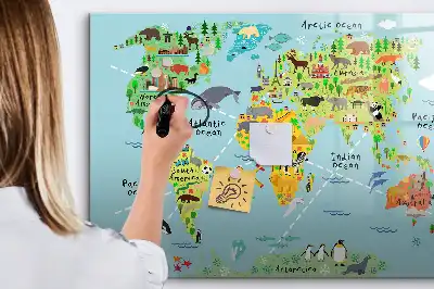 Magnetická kreslící tabule mapa světa se zvířaty