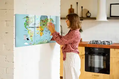 Magnetická kreslící tabule mapa světa se zvířaty