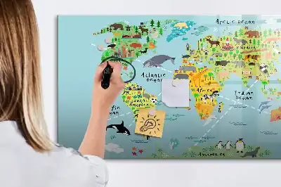 Magnetická kreslící tabule mapa světa se zvířaty