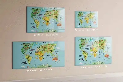 Magnetická kreslící tabule mapa světa se zvířaty